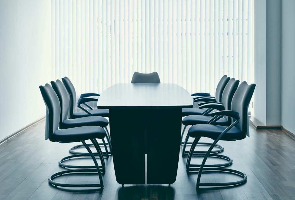 Table and chairs in office